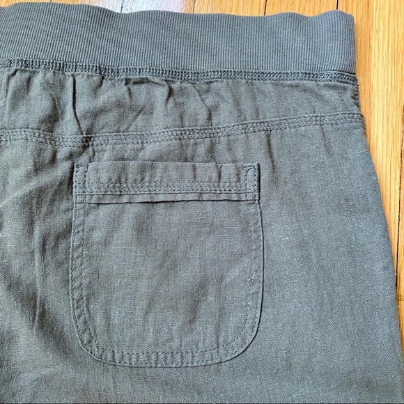 Linen Blend Olive Drawstring Crop Pants 1X - Picture 4 of 8